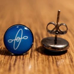 Boucles D'oreilles HOBKEY -Palm Soldes Boutique Bleu motif blanc