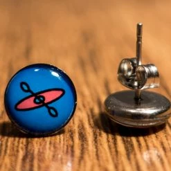 Boucles D'oreilles HOBKEY -Palm Soldes Boutique Boucle bleue motif rouge